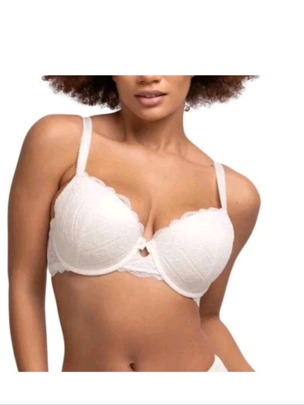 Dorina Celine Demi Light Padded Bra Size 32F Underwire Ivory Lace Overlay